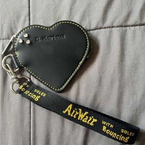 Dr. Martens Black Heart Keychain with Yellow Stitching